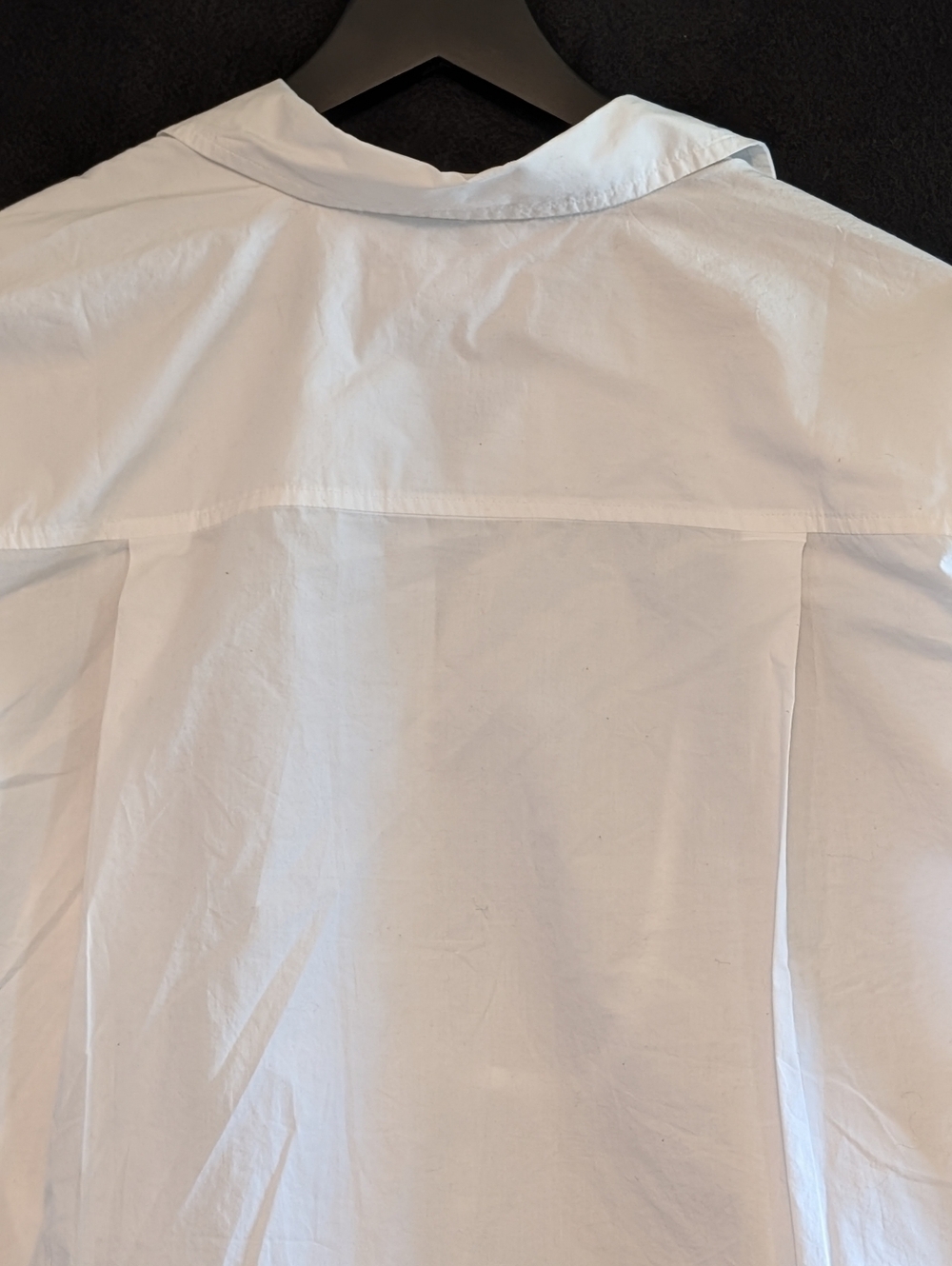 LOFT Poplin Modern Bib Shirt White Cropped Button Front Long Sleeve Med Tuxedo - Picture 6 of 7